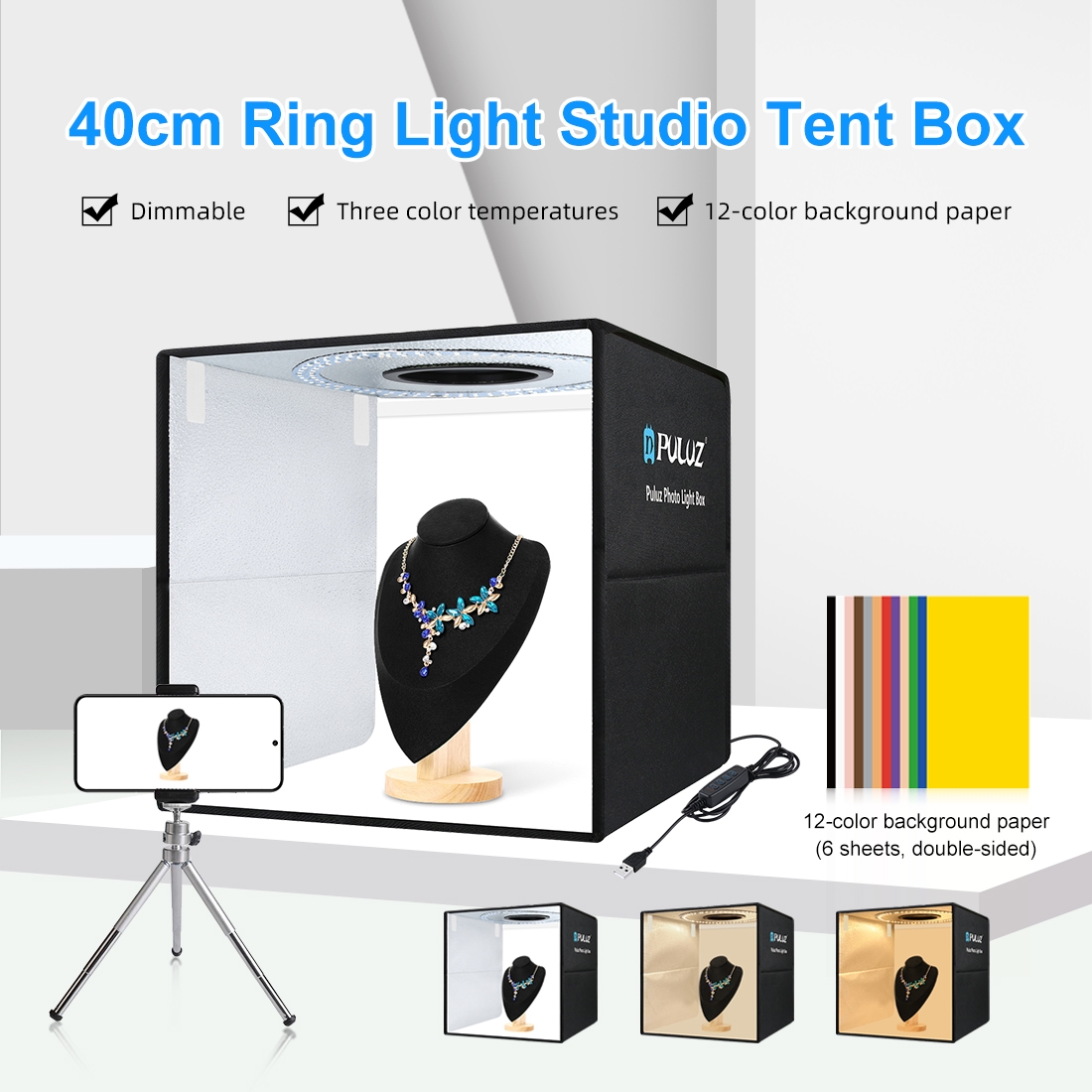 Photography Lighting Styles - PULUZ Caja de Luz Plegable Portátil