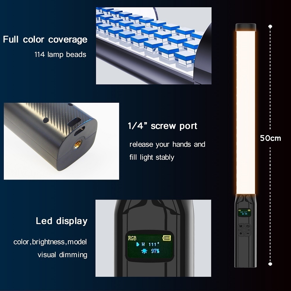 Varita de luz RGB de 50CM, man - Photography Lighting Youtube reseña y precio